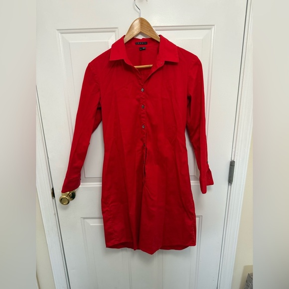 Women’s Red Theory Mini Dress Long Sleeves Size 4 Casual Quiet Luxury - Picture 1 of 7